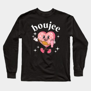 Boujee Valentines Day Heart Bougie Girlfriend Coffee Lover Long Sleeve T-Shirt